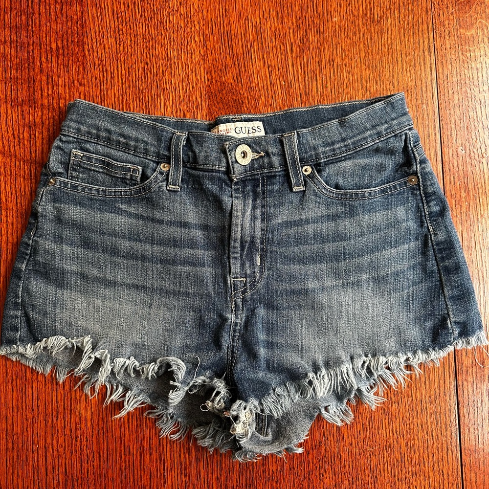 GUESS Mini Distressed Denim Shorts